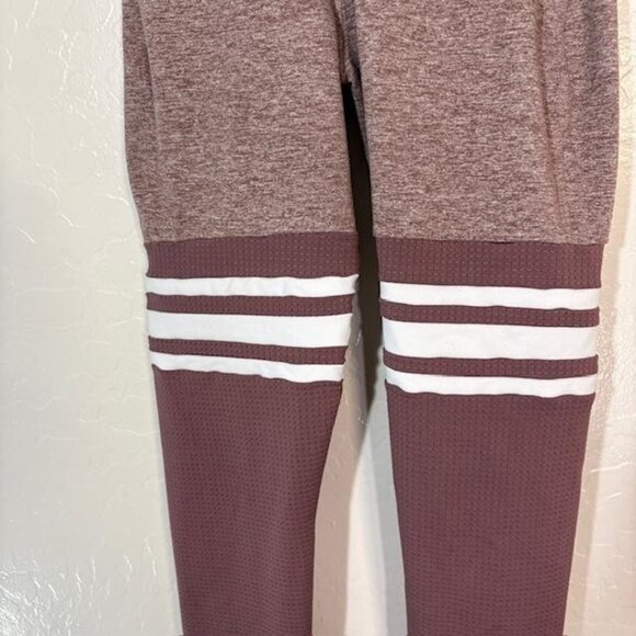 Bombshell Sportswear Leggings Womens Small Mauve Thigh-High Sock Stripe Made USA - Picture 3 of 10